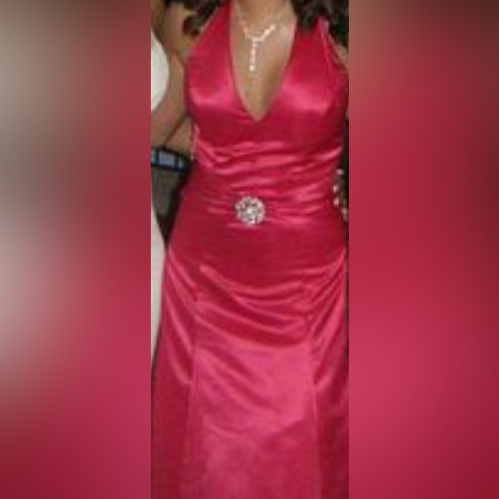 Vintage Jessica McClintock Gunne Sax Red Satin Halter Prom Gown Dress Size 3/4